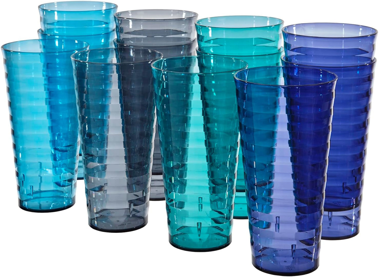 US Acrylic Splash 28 Ounce Plastic Stackable Iced Tea Tumblers in 4 Coastal Colors | Value Set of 12 Drinking Cups | Reusable, Bpa-Free, Made in the USA, Top-Rack Dishwasher Safe Dining & Entertaining Glassware & Drinkware Home & Kitchen Kitchen & Dining Tumblers & Water Glasses