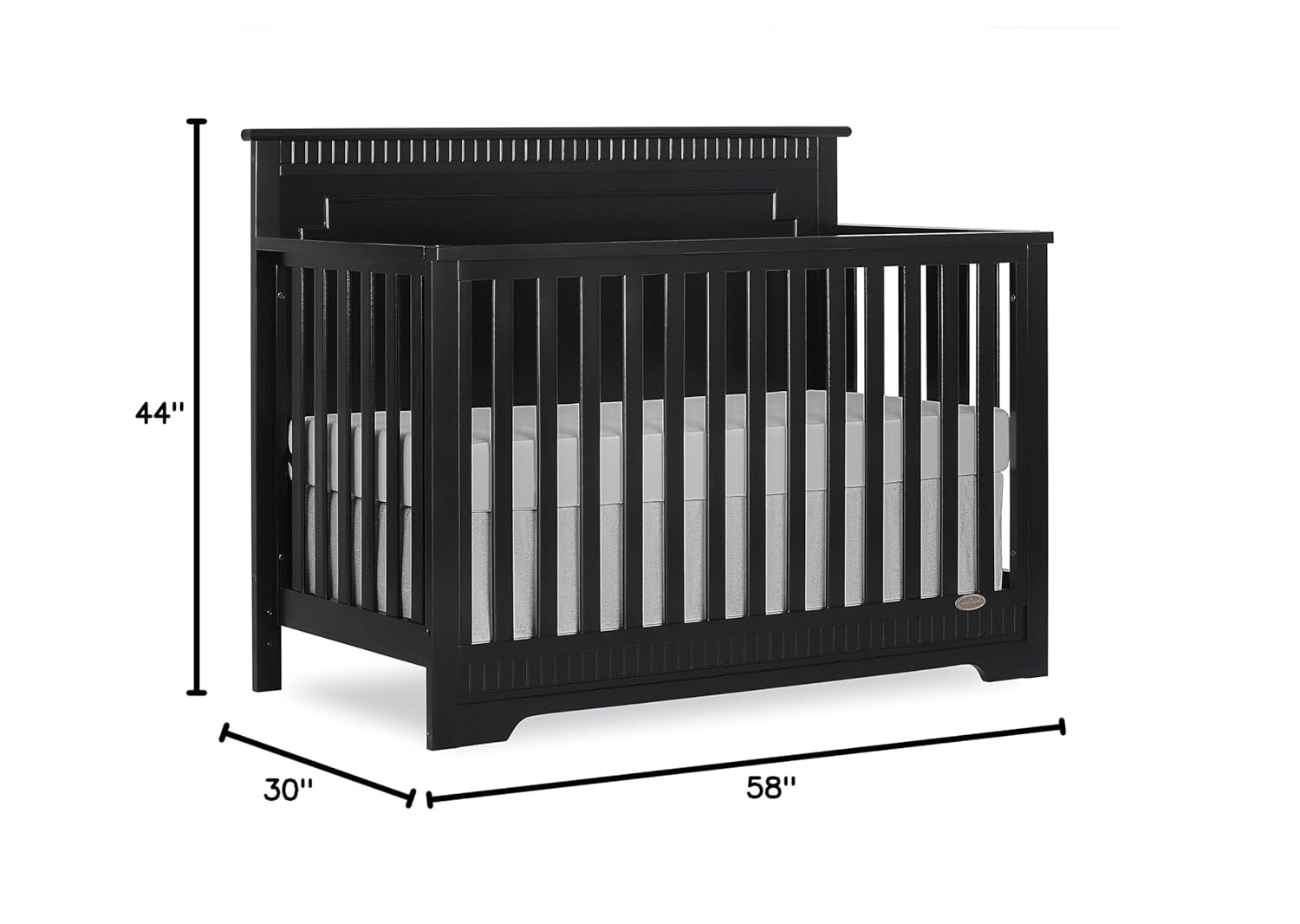 Morgan 5 in 1 Convertible Crib in Black, Greengaurd Gold Certified, Built of Sustainable New Zealand Pinewood Baby Products Cribs Furniture Infant & Toddler Beds Nursery