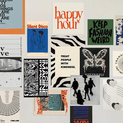 Indie Aesthetic Graphic & Typography Wall Collage Kit