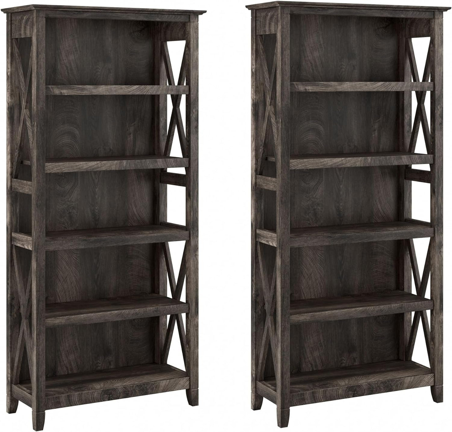 Bush Furniture 046CG Key West 5-Shelf 66-Inch H Bookcase Set, Cape Cod Gray Bookcases Furniture Home & Kitchen Home Office Furniture