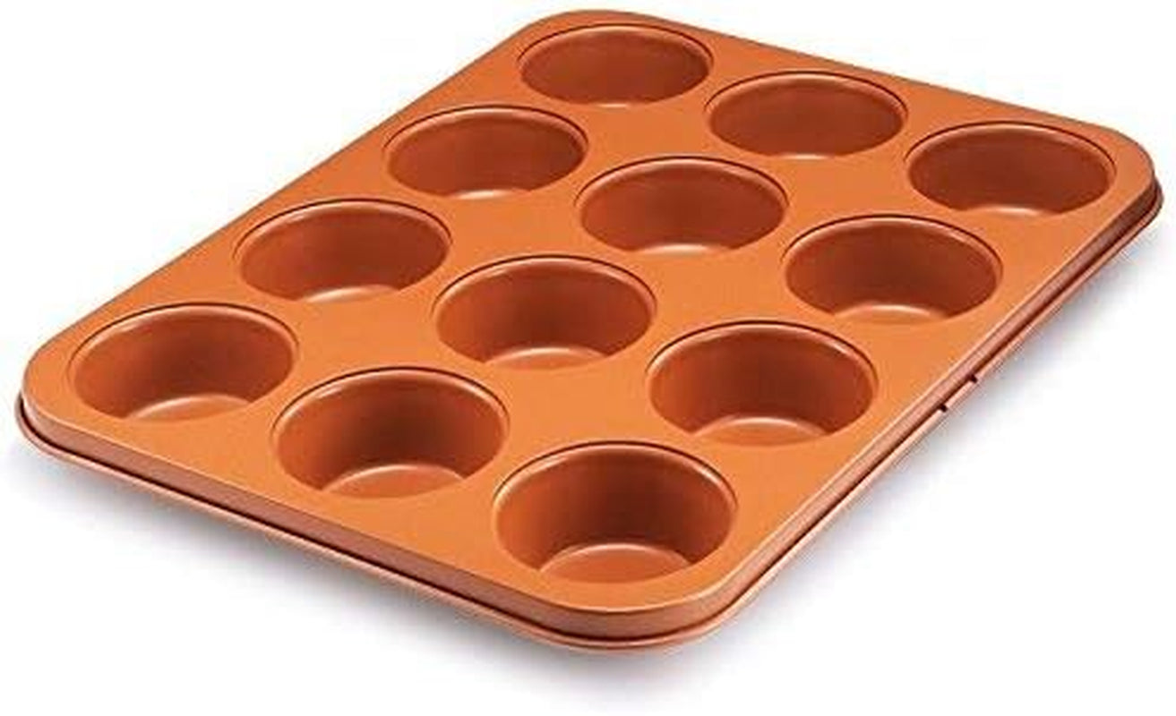 Gotham Steel Non Stick Ceramic Bakeware Set, 5 Piece No Warp & Dishwasher Safe Baking Set, Baking Pans Set with round & Square Baking Pan, Muffin Pan, Loaf Pan & Baking Sheet for Oven, 100% PFOA Free Bakeware Baking & Cookie Sheets Home & Kitchen Kitchen & Dining