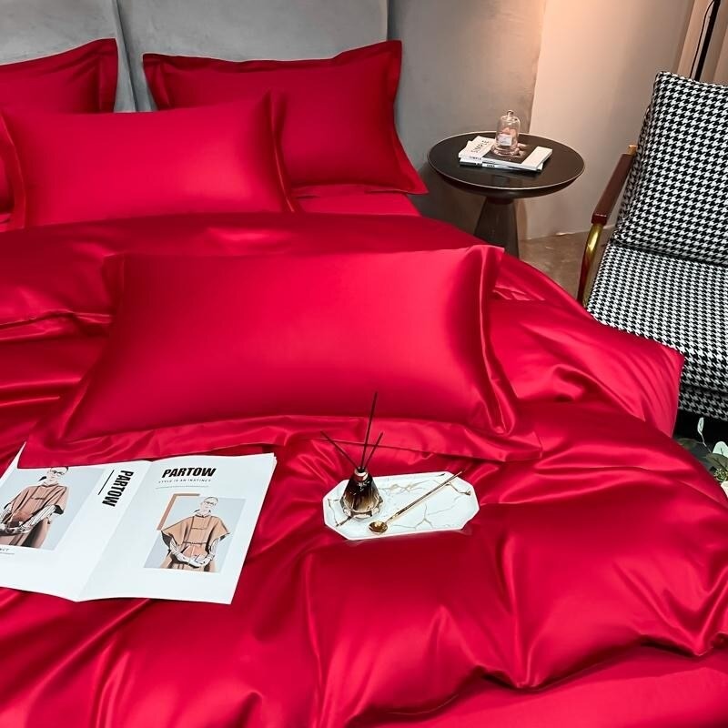 Neo Red Silky Cotton Bedding Set