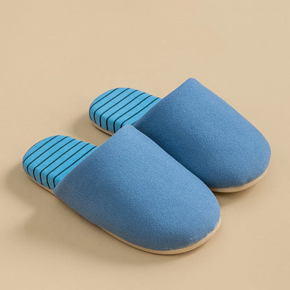 Plush Striped Cotton House Slippers