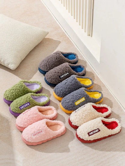Plush Textured Polyester House Slippers