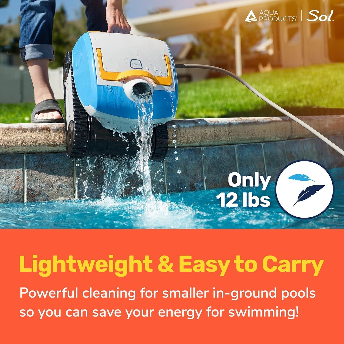 Sol Robotic Pool Cleaner, Automatic Vacuum for Inground Pools up to 36Ft, 50Ft Cable Length, Wall Climbing Vac W/Strong Suction & Easy to Clean Debris Basket Automatic Pool Cleaners Cleaning Tools & Chemicals Hot Tubs & Supplies Lawn & Garden Patio Pools Robotic Pool Cleaners