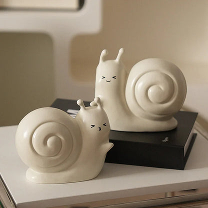 Smooth Smiley Snail Ceramic Bookends