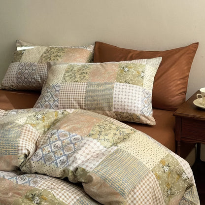 Earthy Aesthetic Vintage Patchwork Bedding Set