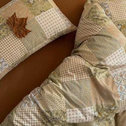 Earthy Aesthetic Vintage Patchwork Bedding Set