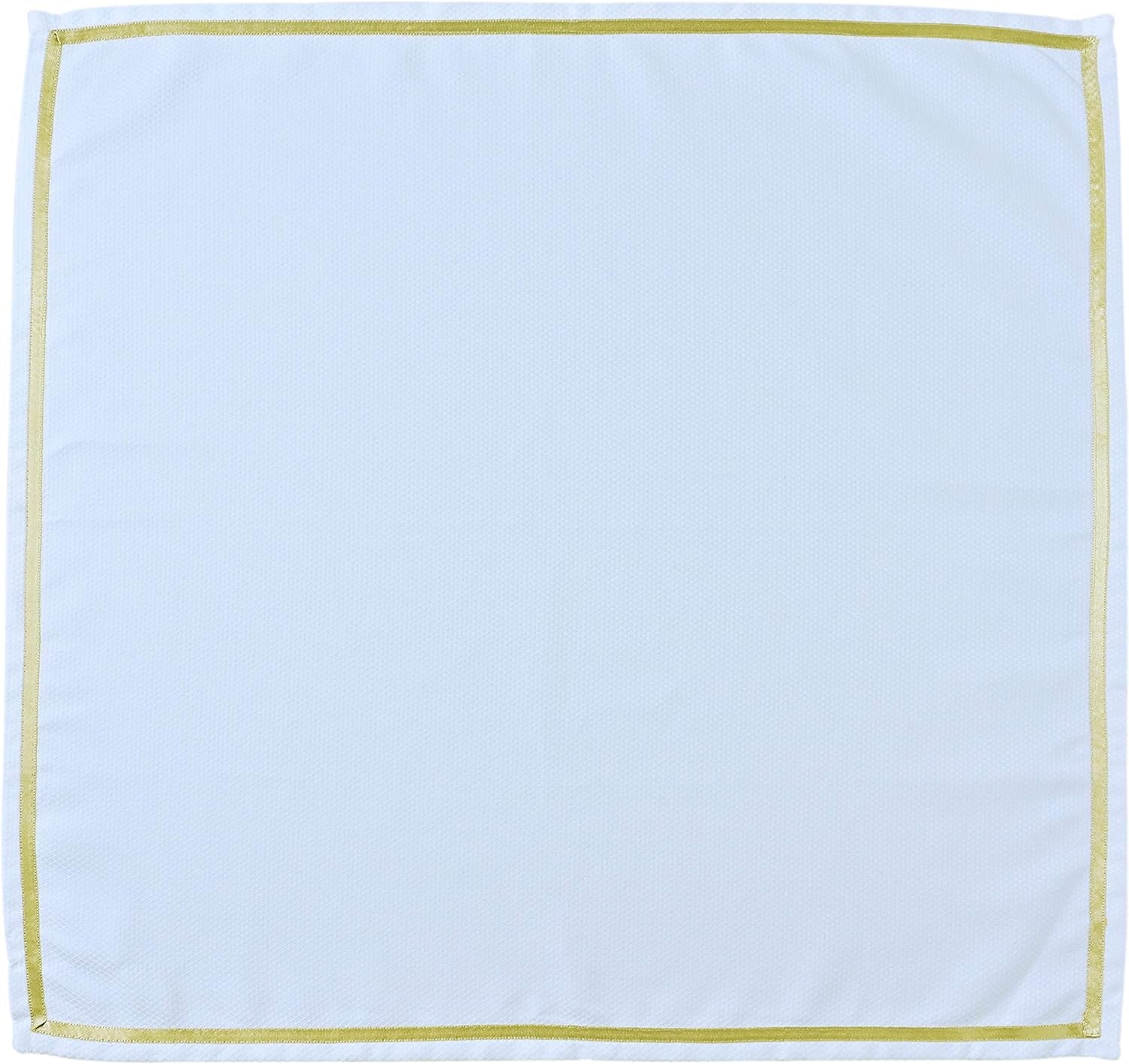 ATOSII 'Kohinoor' Home Linen 100% Cotton Cloth Napkins - 20 X 20 Inch (White) Oversized Dinner Napkins - Set of 4 - Handcrafted with Gold Satin Trim - Soft Napkins Perfect for Gifting Cloth Napkins Home & Kitchen Kitchen & Dining Kitchen & Table Linens