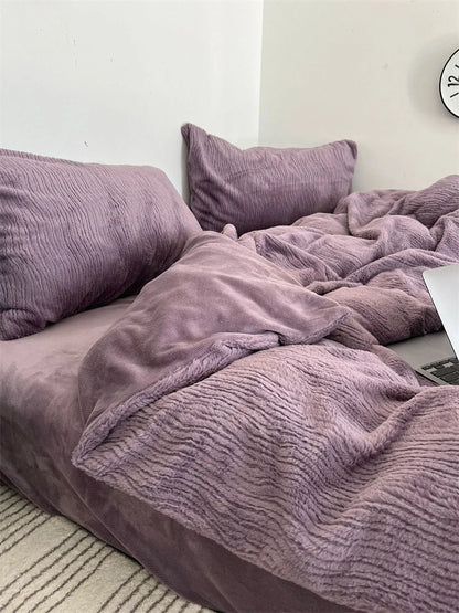 Plush Ruched Fleece Bedding Set