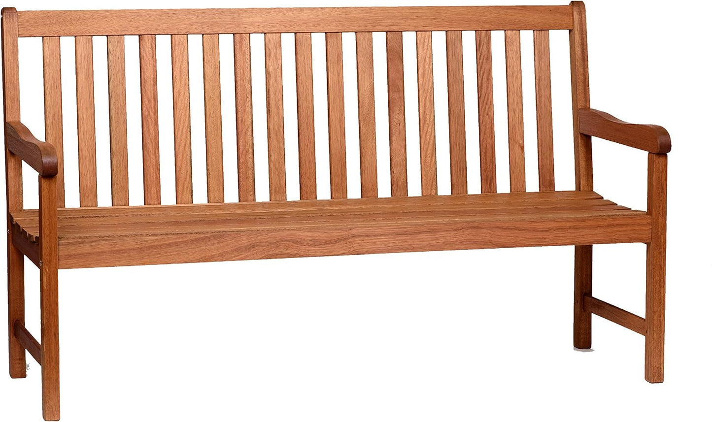 Amazonia Milano 5-Feet Patio Bench | Eucalyptus Wood | Ideal for Outdoors and Indoors, Light Brown Benches Lawn & Garden Patio Patio Furniture & Accessories Patio Seating