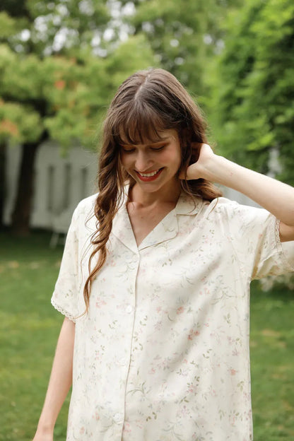 Silky Dainty Floral Cotton Sateen Pajama