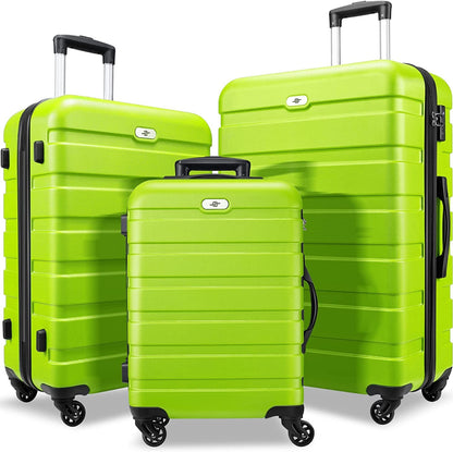 Luggage 3 Piece Sets Hard Shell Luggage Set with Spinner Wheels, TSA Lock, 20 24 28 Inch Travel Suitcase Sets, Green Clothing Luggage Luggage & Bags Luggage & Travel Gear Luggage Sets Shoes & Jewelry Suitcases