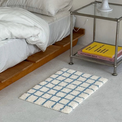 Plush Tufted Checkered Grid Polyester Accent Rug