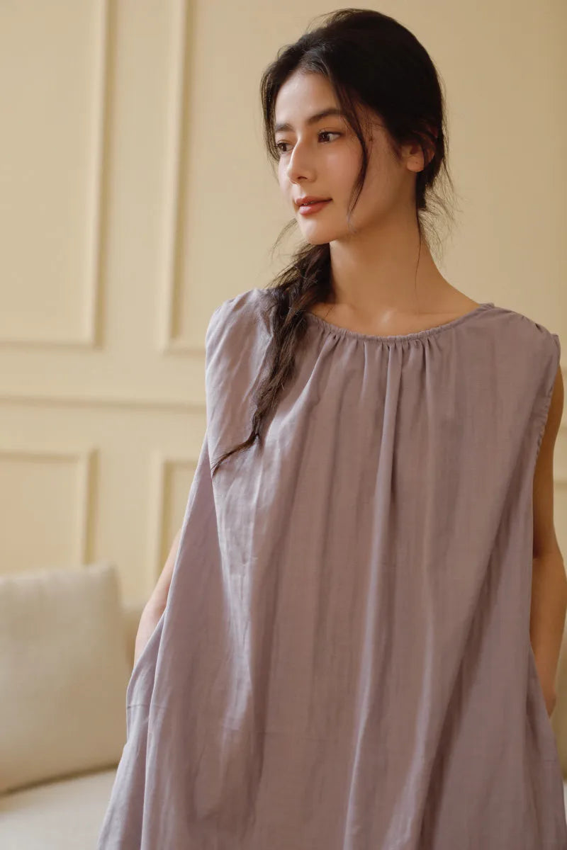 Cloud-Soft Crinkled Double Gauze Pajama Dress