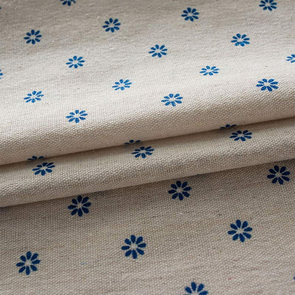 Blue Daisy Green Cotton Curtain