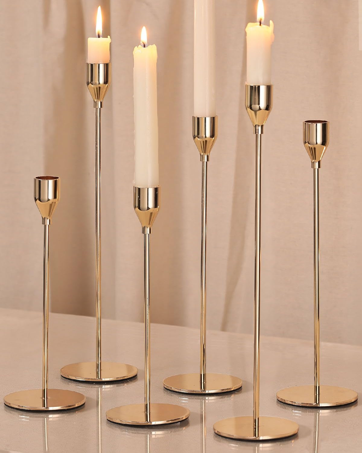 Gold Candlestick Holders 3Pcs, Taper Candle Holders for Candlesticks, Valentines Day Wedding Decorations & Centerpieces for Dining Room Table Candleholders Candles & Holders Candlestick Holders Home & Kitchen Home Décor Products