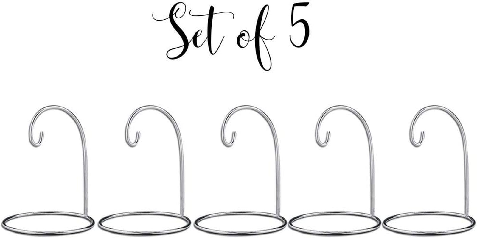 BANBERRY DESIGNS Ornament Display Stand - Set of 5 Silver Christmas Holders - Chrome Finished Metal 7-Inch Tall - Air Plant and Terrarium Stands Display Stands Hanging Hook Stands Home & Kitchen Home Décor Accents Home Décor Products