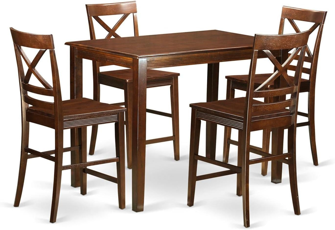 East West Furniture YAQU3-MAH-W 3 Piece Counter Height Dining Table Set Contains a Rectangle Kitchen Table and 2 Dining Room Chairs, 30X48 Inch, Mahogany Dining Room Furniture Furniture Home & Kitchen Table & Chair Sets