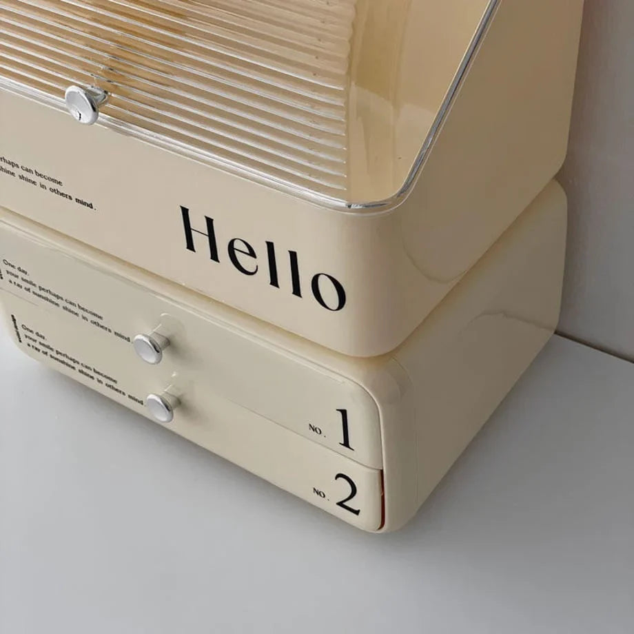 Retro Typographic Stackable ABS Makeup Organizer