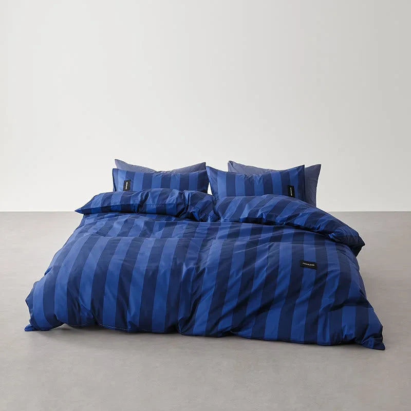 Soft Washed Wide Striped Cotton Bedding Set