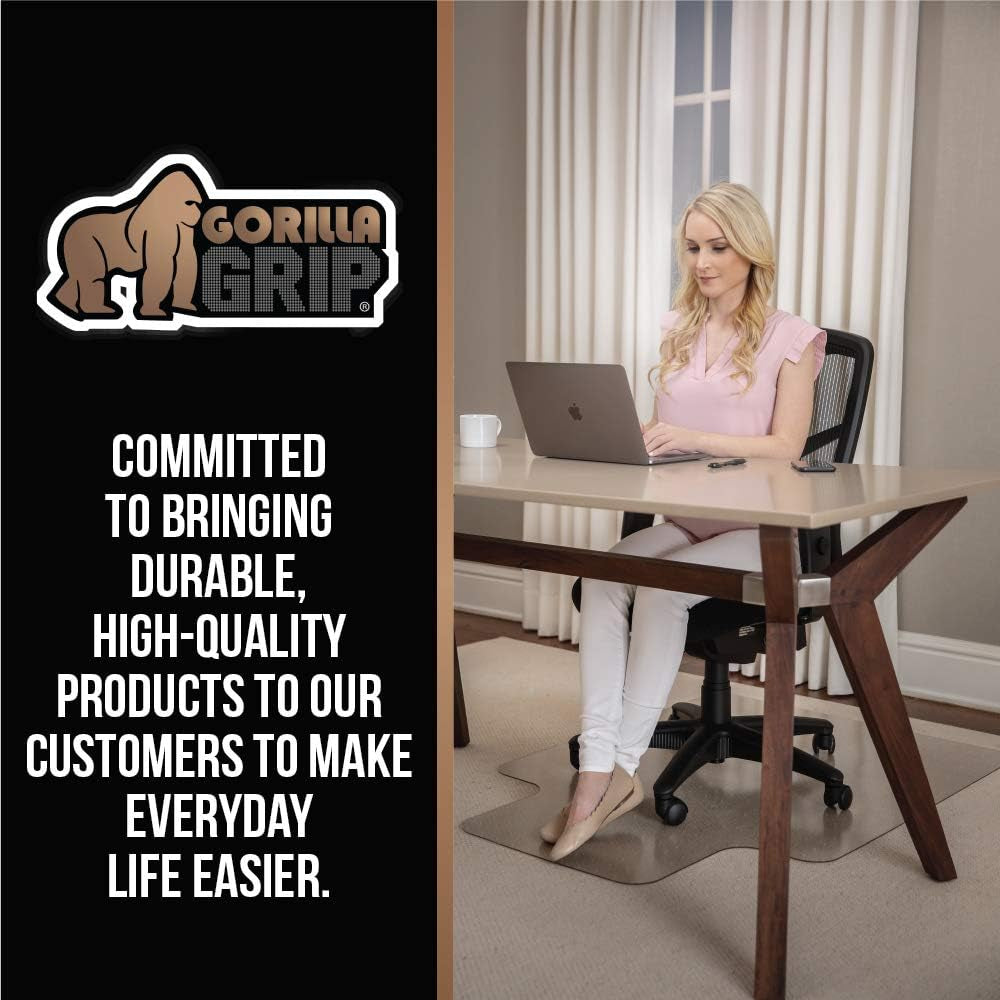 Gorilla Grip Desk Chair Mat, No Divots, Rolling Chairs Glide Easy, Heavy Duty Studded, Protects Carpeted Floor under Desks, Transparent Mats for Office, Home and Gaming, with Lip 48X36, Clear Carpet Chair Mats Chair Mats Furniture Accessories Office Furniture & Lighting Office Products