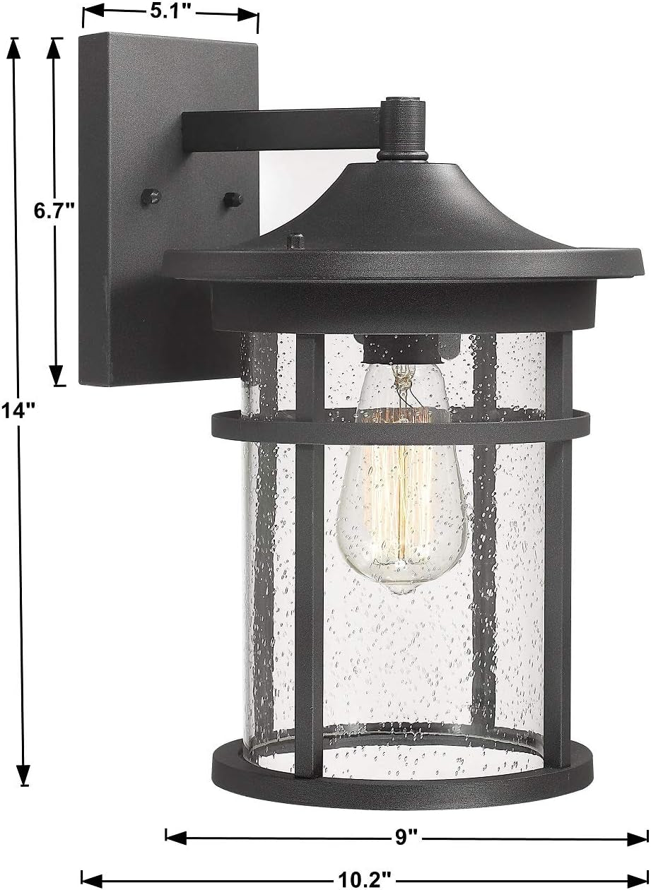 Bestshared Outdoor Wall Mount Light Fixture, 1-Light Wall Sconce Mounted Light, Exterior Wall Lantern with Seeded Glass Shade Lighting & Ceiling Fans Outdoor Lighting Porch & Patio Lights Tools & Home Improvement Wall Lights