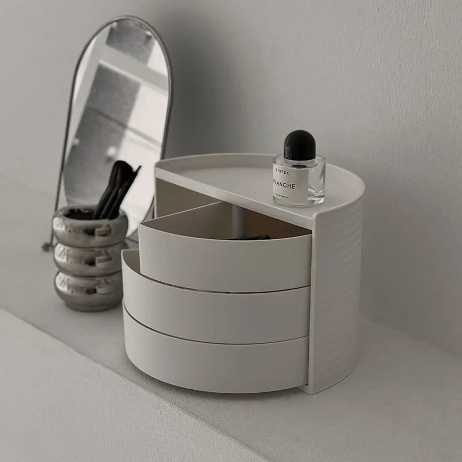 Ribbed Swivel ABS Makeup Organizer