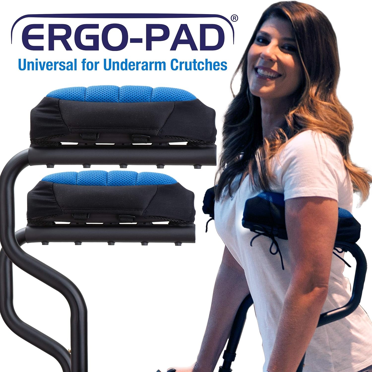 Ergopad- Soft Ergonomic Double-Layer Foam Padding for Walking Arm Crutches - Universal Underarm Double Padded Forearm Handle Crutch Pillow Covers with Lateral Cushioned Support (2 Unit Pack-Universal) Canes Crutch Accessories Crutch Pads Crutches & Accessories Medical Supplies & Equipment Mobility & Daily Living Aids Mobility Aids & Equipment