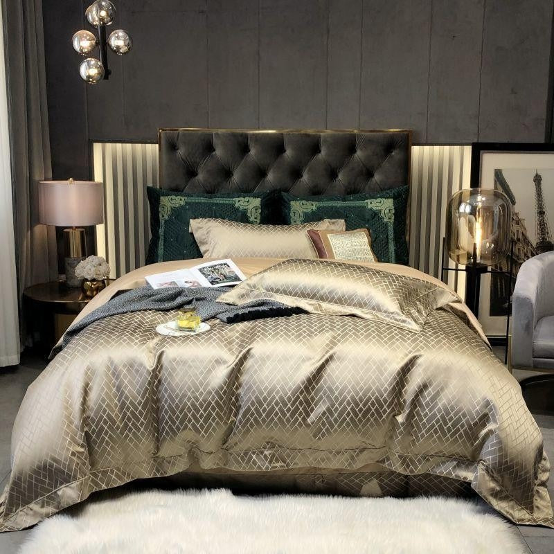 Talia Gold Cotton Satin Bedding Set
