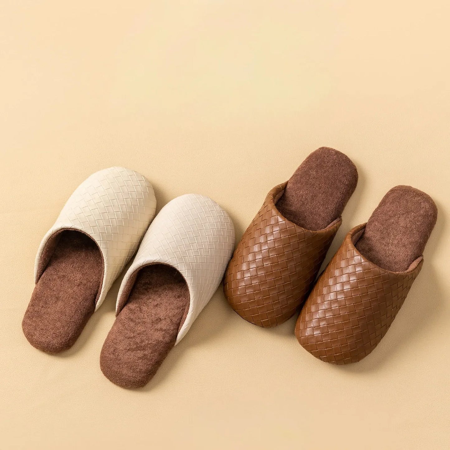 Plush Woven Texture Cotton House Slippers