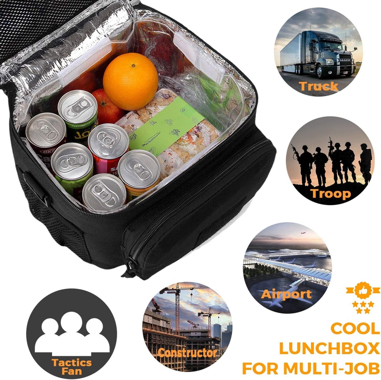 DBTAC Tactical Lunch Bag for Men Women, 12 Cans Insulated Lunch Box for Adult | 9L Leakproof Lunch Cooler Tote for Work Office Outdoor Travel | Soft Easy to Clean Liner X2, Black Camo Home & Kitchen Kitchen & Dining Lunch Bags Storage & Organization Travel & To-Go Food Containers