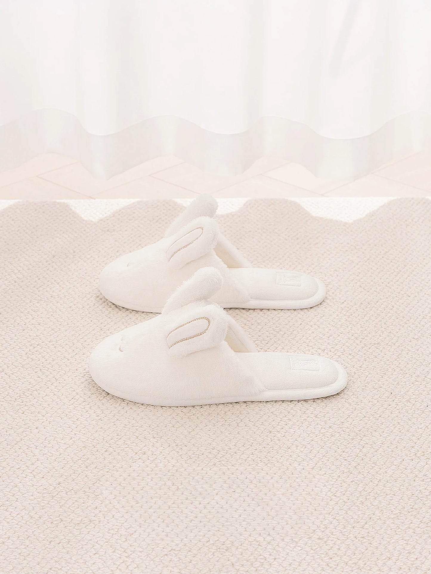Plush Bunny Ear Faux Fur House Slippers