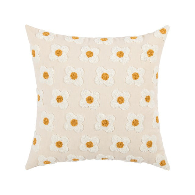 Embroidered Daisies Cushion Cover cute flower daisy flower embroidered little flower SUB CATEGORY_Cushion Covers