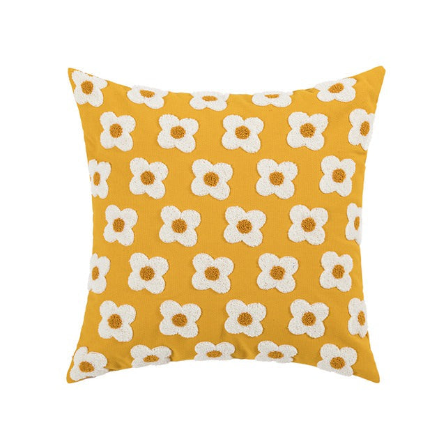 Embroidered Daisies Cushion Cover cute flower daisy flower embroidered little flower SUB CATEGORY_Cushion Covers