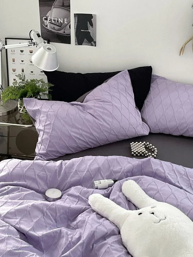Crinkled Pintuck Washed Cotton Bedding Set