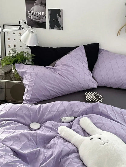 Crinkled Pintuck Washed Cotton Bedding Set