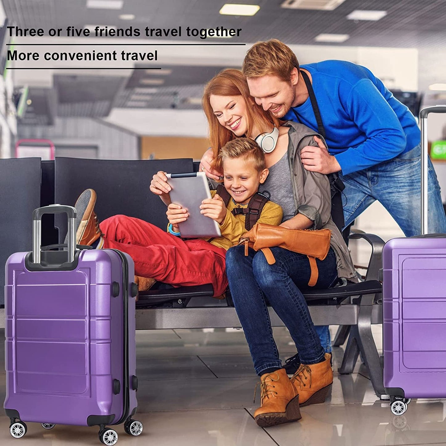 NIUTA 3 Piece Luggage Sets TSA Lock and 20"/24"/28"- Purple Clothing Luggage Luggage & Bags Luggage & Travel Gear Luggage Sets Shoes & Jewelry Suitcases