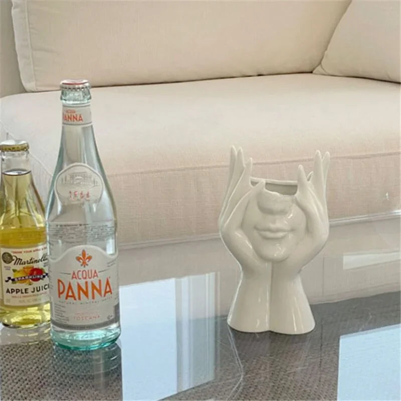 Sculptural Abstract Face Resin Vase