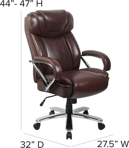 Flash Furniture HERCULES Series Big & Tall 500 Lb. Rated Brown Leathersoft Executive Swivel Ergonomic Office Chair with Extra Wide Seat Furniture Home & Kitchen Home Office Chairs Home Office Desk Chairs Home Office Furniture