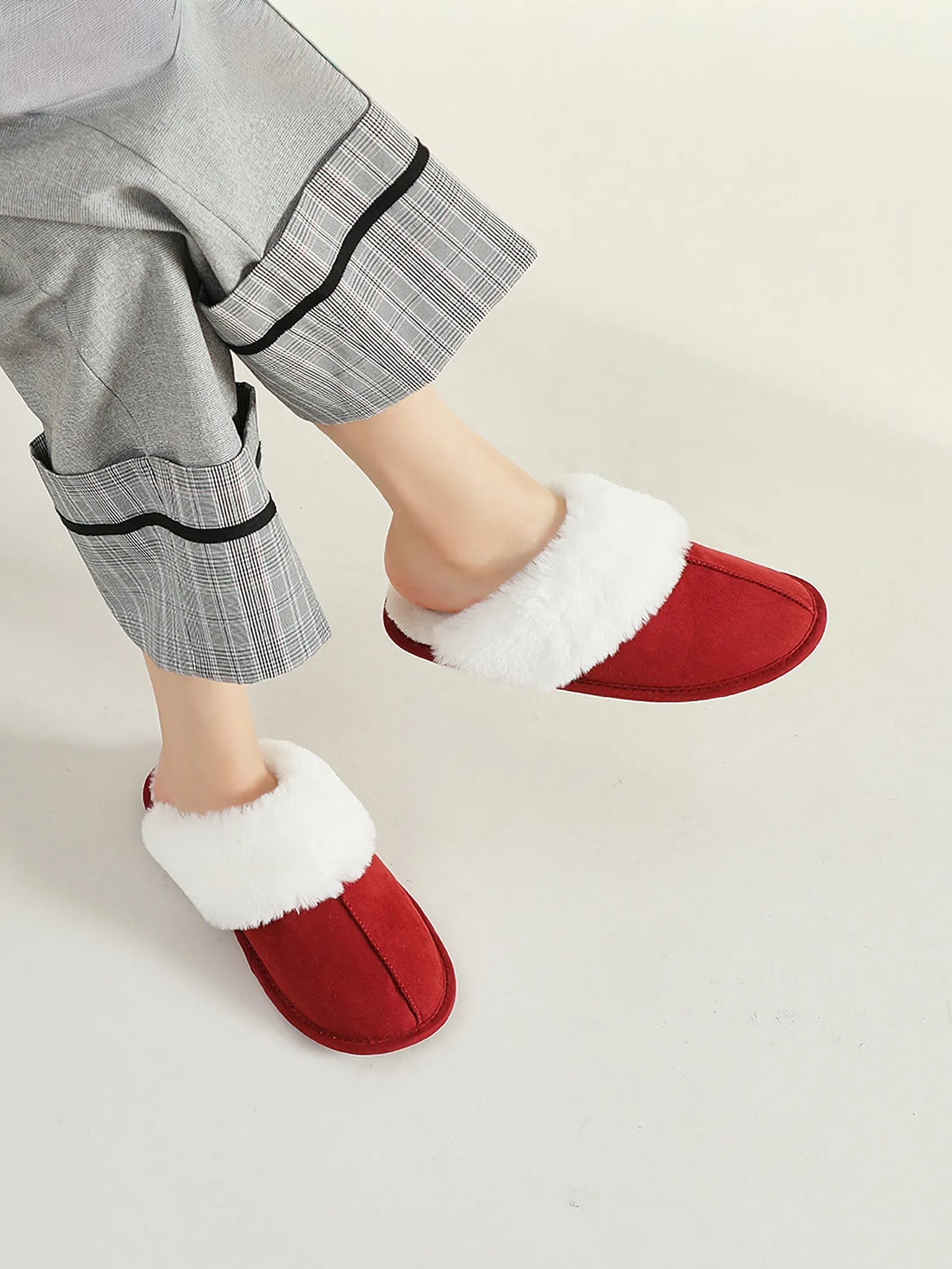 Plush Solid Color Faux Suede House Slippers