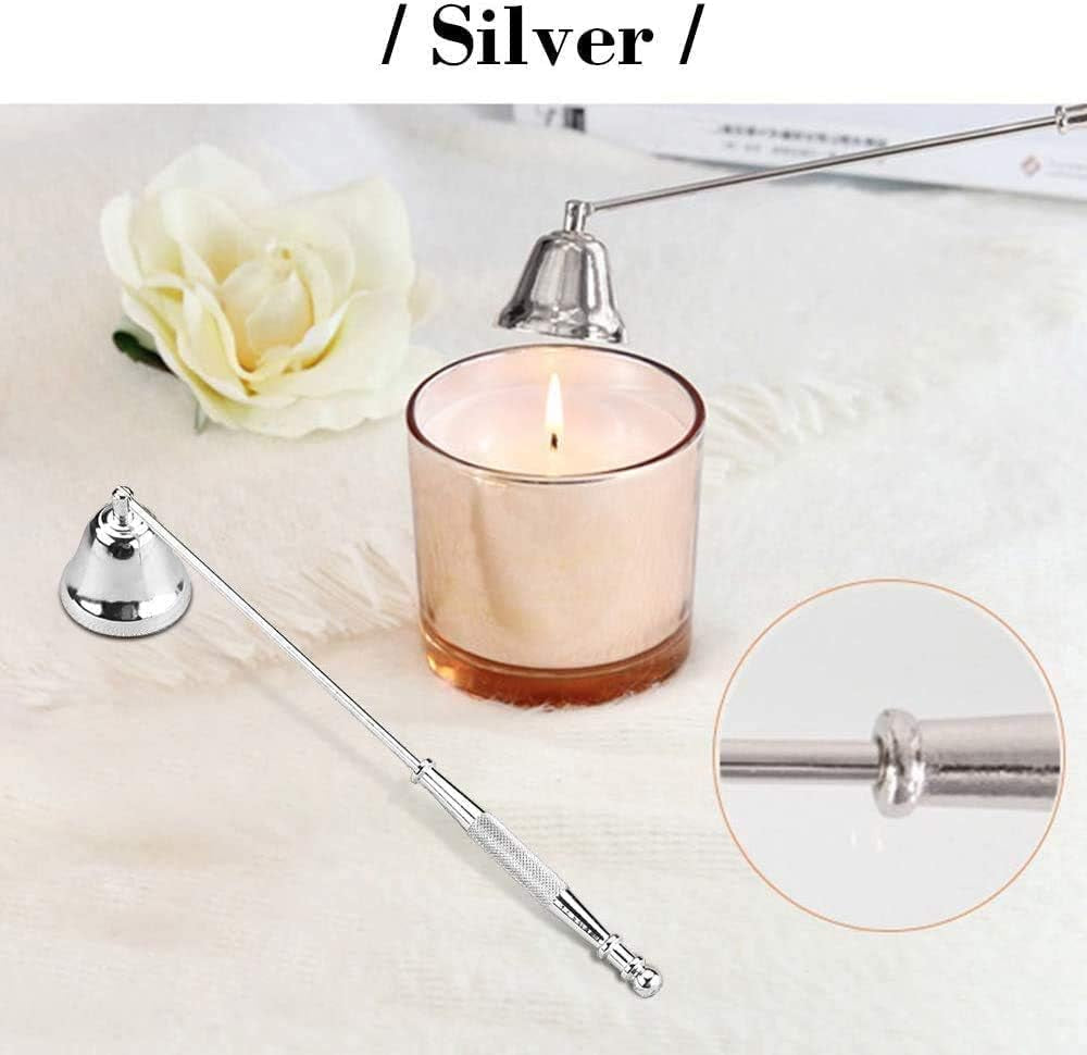 Fashion Stainless Steel Bell Shaped Candle Snuffer Wick Trimmer Cover Hand Tool Extinguish Candle Wick Trimmer Candle Snuffer(Sliver)