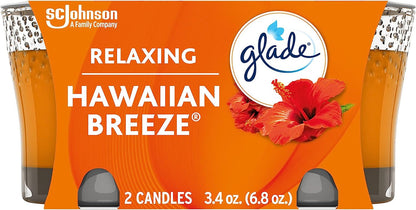 Glade Candle Jar, Air Freshener, Hawaiian Breeze, 3.4 Oz, 2 Count Candles Candles & Holders Home & Kitchen Home Décor Products Jar Candles