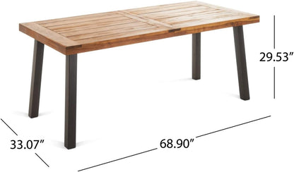 Christopher Knight Home 298192 Spanish Bay Acacia Wood Outdoor Dining Table | Perfect for Patio | with Teak Finis, Brown Dining Tables Lawn & Garden Patio Patio Furniture & Accessories Tables