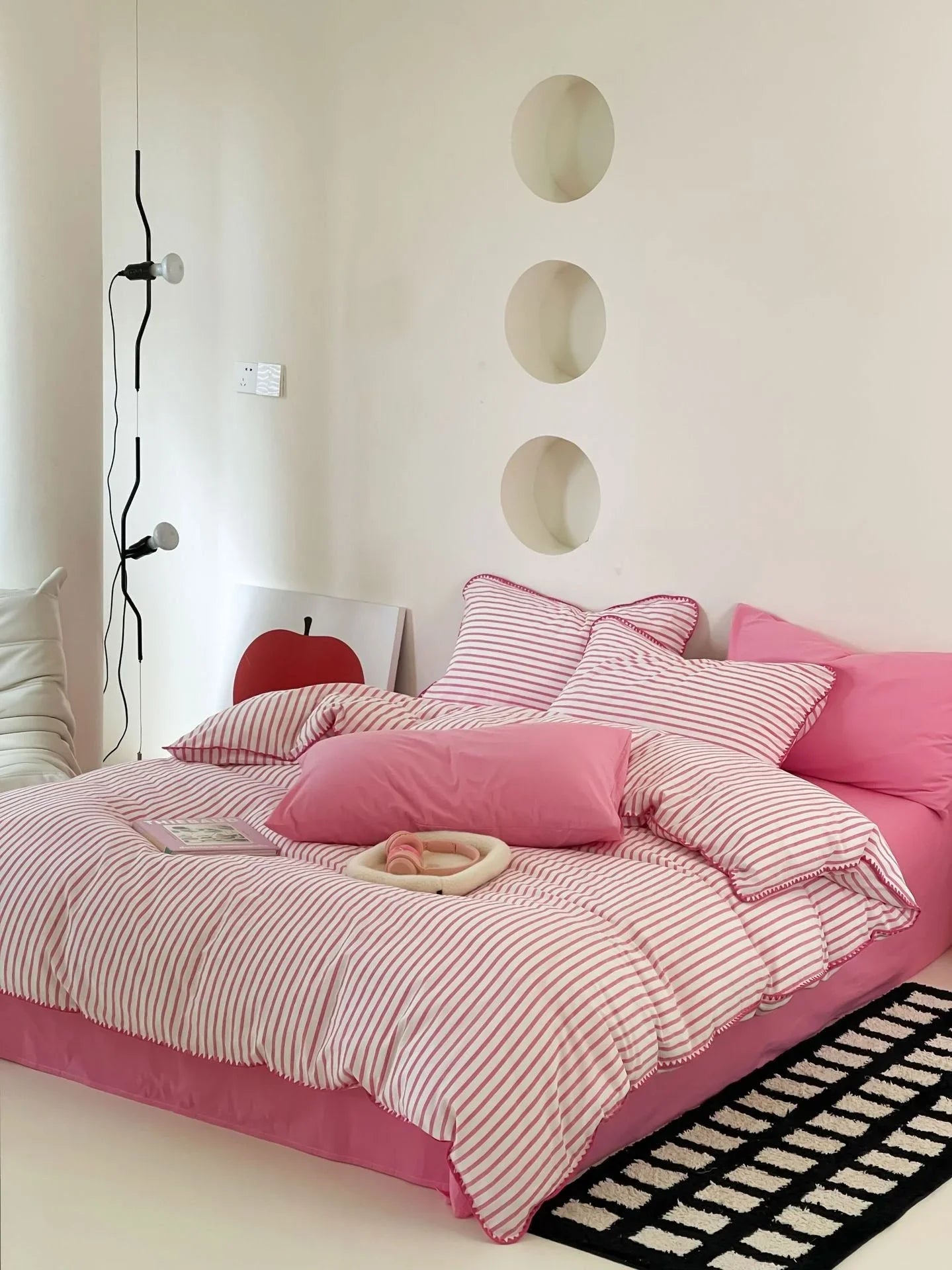 Soft Scalloped Striped Cotton Bedding Set
