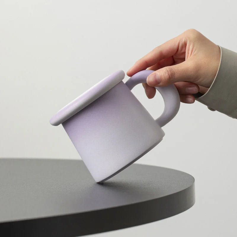 Frosted Ombre Ceramic Mug with Lid
