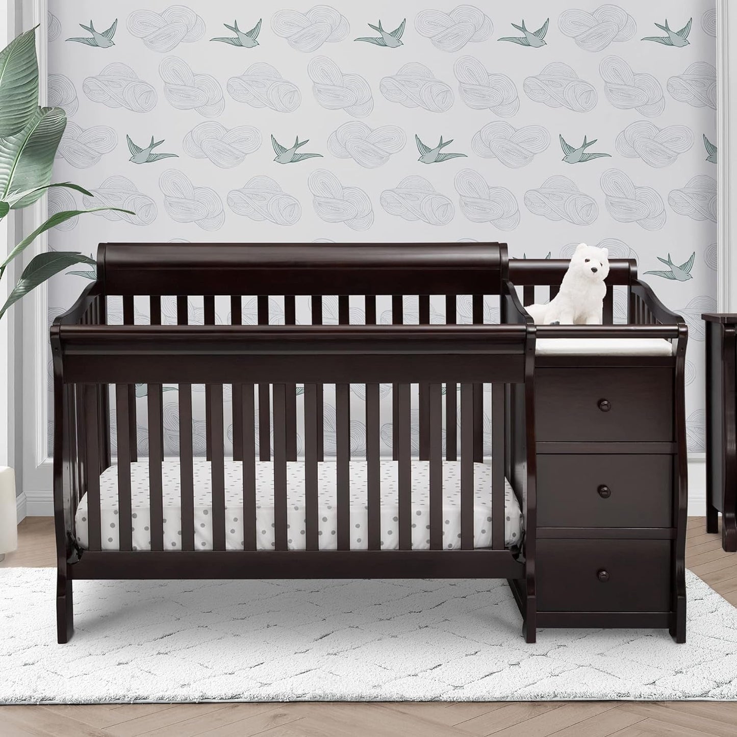 Princeton Junction 4-In-1 Convertible Crib and Changer - Greenguard Gold Certified, Dark Chocolate Baby Products Convertible Cribs Furniture Infant & Toddler Beds Nursery