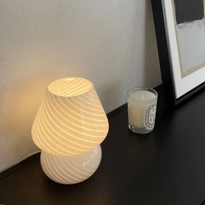Swirled Glass Mushroom Lamp