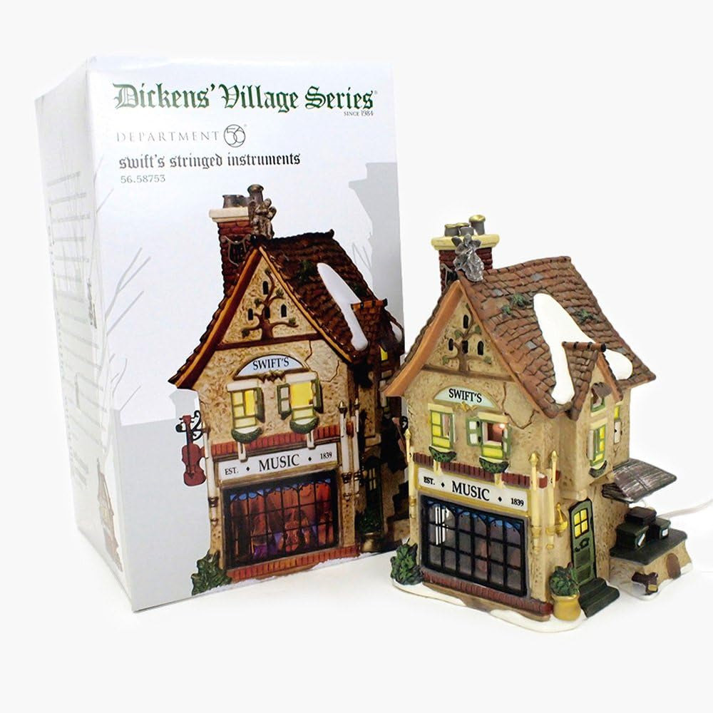 Department 56 Dickens' Village Swifts Stringed Instruments Lit House Collectible Buildings Collectible Buildings & Accessories Home & Kitchen Home Décor Accents Home Décor Products