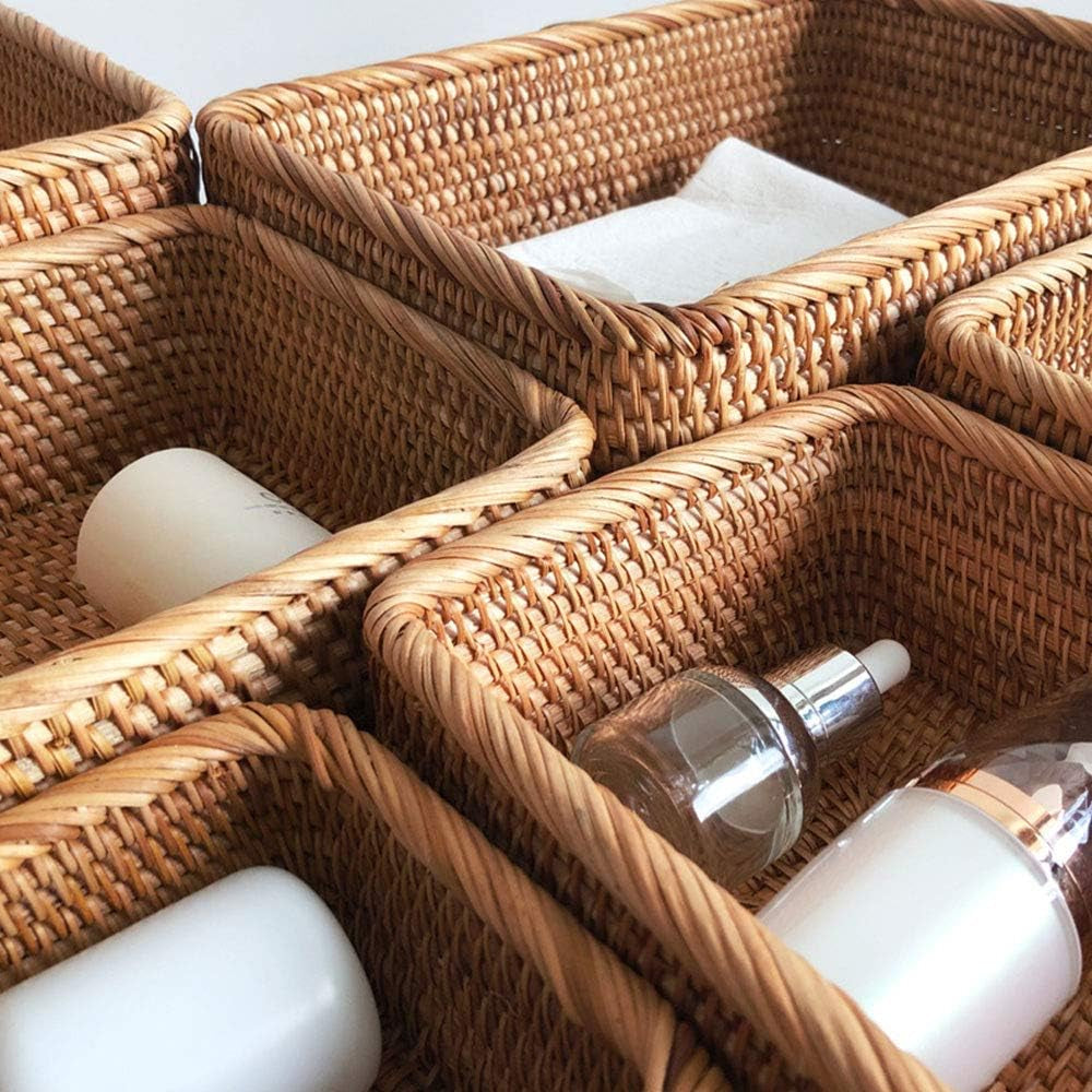 Handmade Weaving Rattan Wicker Basket,Portable Picnic Storage Box Home Kitchen Lawn & Garden Patio Patio Furniture & Accessories Picnic Baskets Tables & Accessories